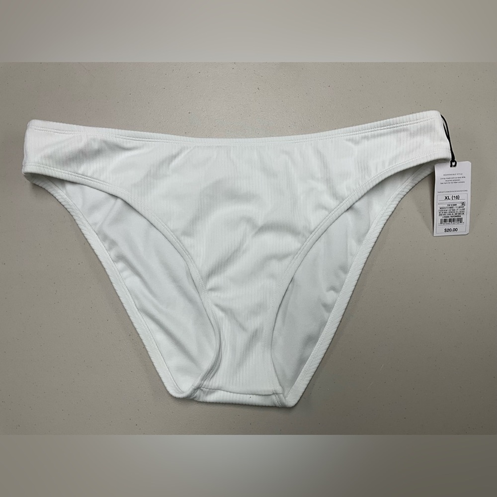 Shade & Shore White Ribbed Bikini Bottom